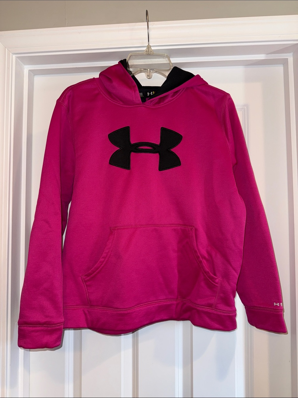 Under Armour Girls' Magenta Hoodie with Black Logo